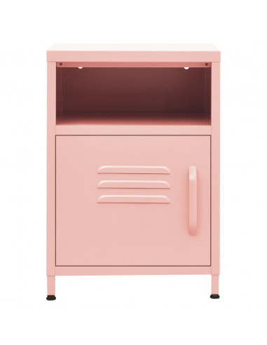 Comodino Rosa 35x35x51 cm in Acciaio