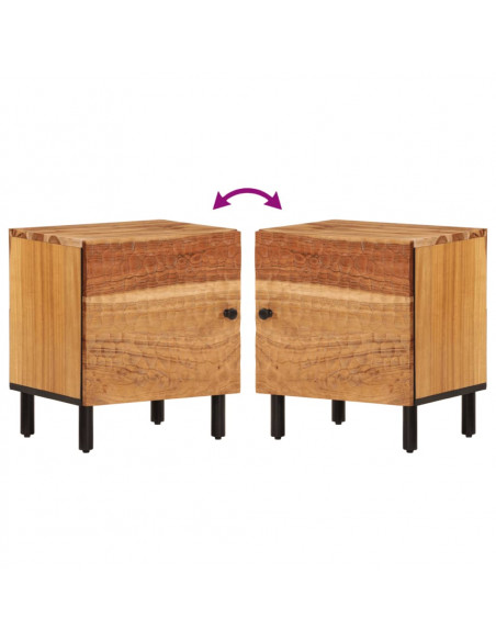 Comodino 40x33x46 cm in Legno Massello di Acacia