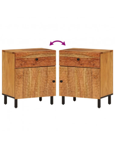 Comodino 50x33x60 cm in Legno Massello di Acacia