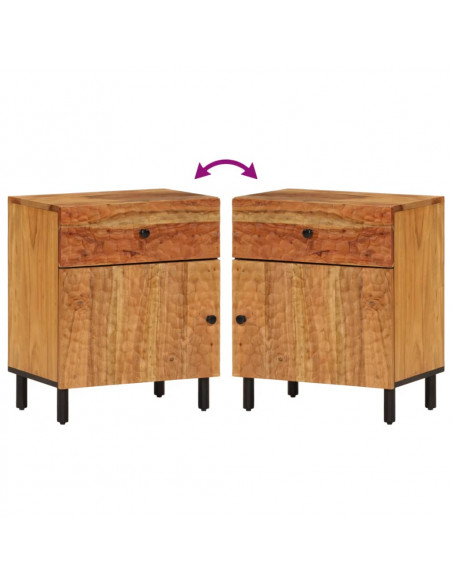 Comodino 50x33x60 cm in Legno Massello di Acacia