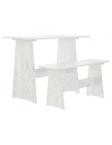 Set da Pranzo 3 pz REINE Bianco in Legno Massello di Pino