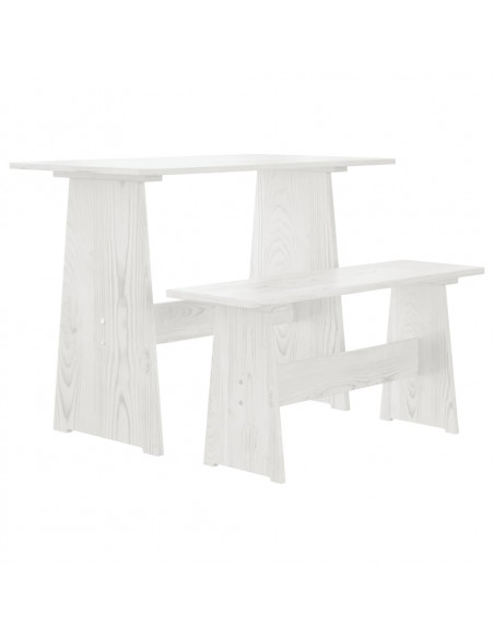 Set da Pranzo 3 pz REINE Bianco in Legno Massello di Pino