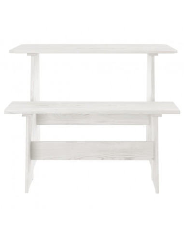 Set da Pranzo 3 pz REINE Bianco in Legno Massello di Pino