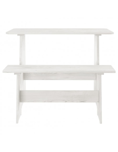 Set da Pranzo 3 pz REINE Bianco in Legno Massello di Pino