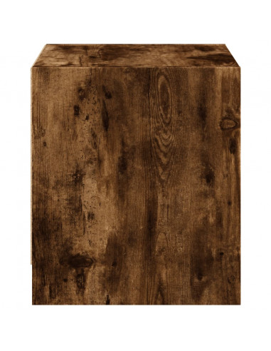 Comodino con Anta in Vetro Rovere Fumo 35x37x42 cm