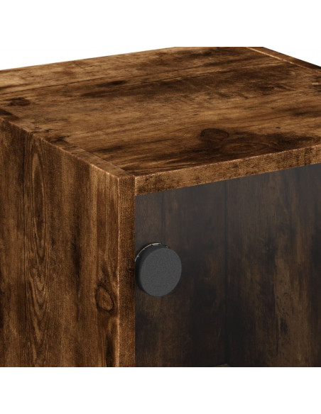 Comodino con Anta in Vetro Rovere Fumo 35x37x42 cm