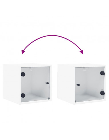 Comodino con Anta in Vetro Bianco 35x37x35 cm