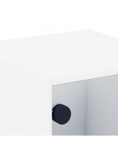 Comodino con Anta in Vetro Bianco 35x37x35 cm