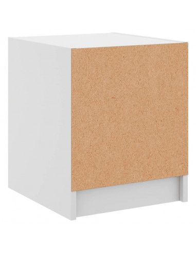 Comodino con Anta in Vetro Bianco 35x37x42 cm