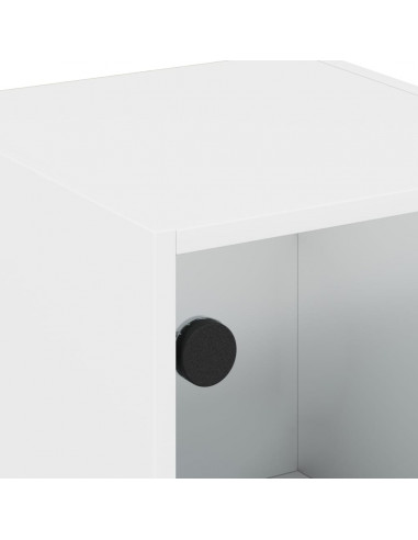 Comodino con Anta in Vetro Bianco 35x37x42 cm