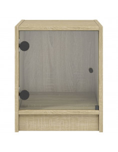 Comodini con Ante in Vetro 2pz Rovere Sonoma 35x37x42 cm 2