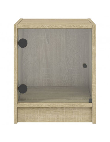 Comodini con Ante in Vetro 2pz Rovere Sonoma 35x37x42 cm