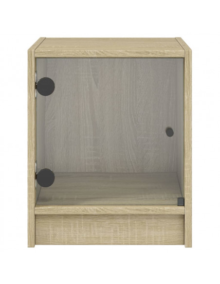 Comodini con Ante in Vetro 2pz Rovere Sonoma 35x37x42 cm