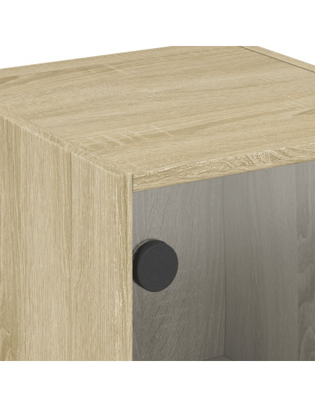 Comodini con Ante in Vetro 2pz Rovere Sonoma 35x37x42 cm