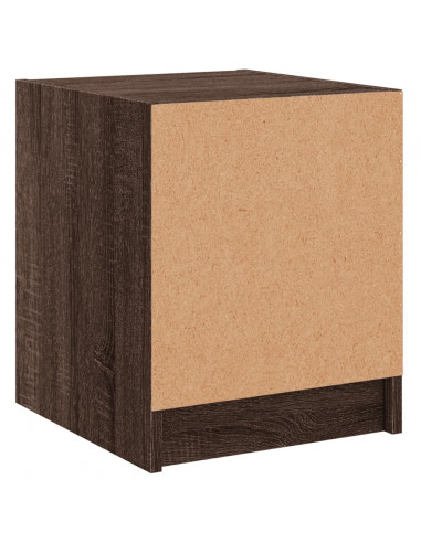 Comodino con Anta in Vetro Rovere Marrone 35x37x42 cm