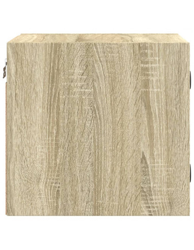 Comodino con Anta in Vetro Rovere Sonoma 35x37x35 cm