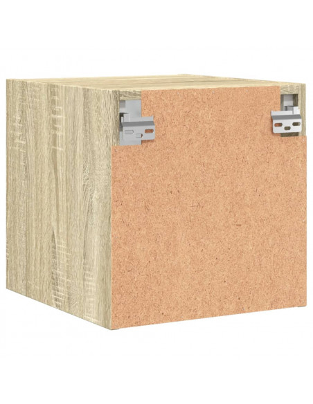 Comodino con Anta in Vetro Rovere Sonoma 35x37x35 cm