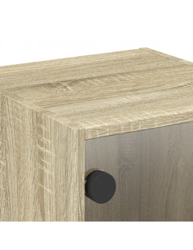 Comodino con Anta in Vetro Rovere Sonoma 35x37x35 cm