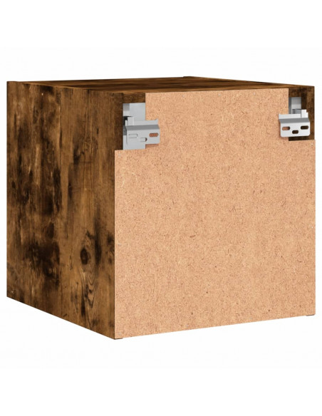 Comodino con Anta in Vetro Rovere Fumo 35x37x35 cm