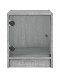 Comodini con Ante in Vetro 2pz Grigio Sonoma 35x37x42 cm 2