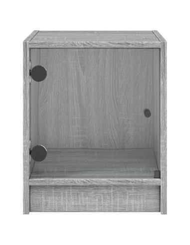 Comodini con Ante in Vetro 2pz Grigio Sonoma 35x37x42 cm