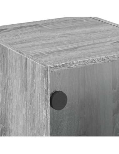 Comodini con Ante in Vetro 2pz Grigio Sonoma 35x37x42 cm