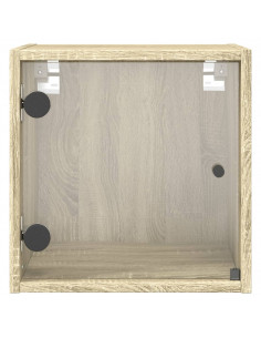 Comodini con Ante in Vetro 2pz Rovere Sonoma 35x37x35 cm 2
