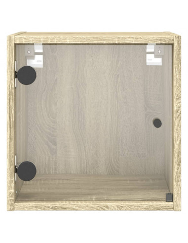 Comodini con Ante in Vetro 2pz Rovere Sonoma 35x37x35 cm