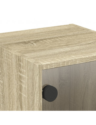 Comodini con Ante in Vetro 2pz Rovere Sonoma 35x37x35 cm