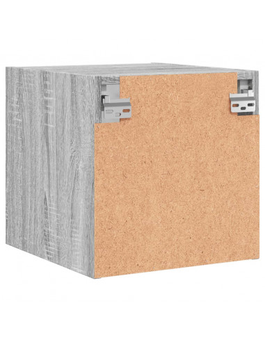 Comodini con Ante in Vetro 2pz Grigio Sonoma 35x37x35 cm