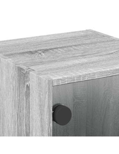 Comodini con Ante in Vetro 2pz Grigio Sonoma 35x37x35 cm