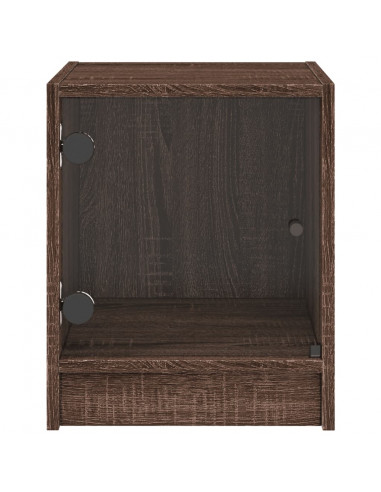 Comodini con Ante in Vetro 2pz Rovere Marrone 35x37x42 cm