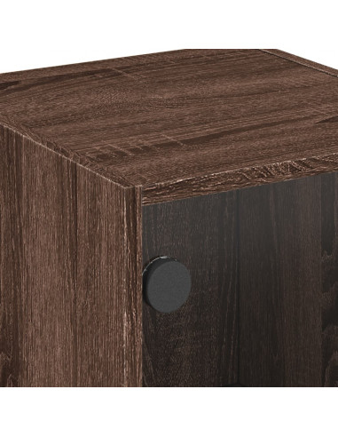 Comodini con Ante in Vetro 2pz Rovere Marrone 35x37x42 cm