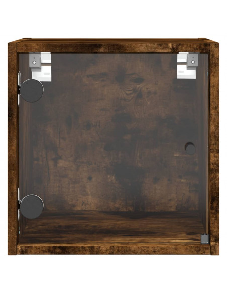 Comodini con Ante in Vetro 2pz Rovere Fumo 35x37x35 cm
