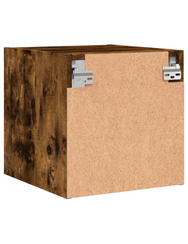 Comodini con Ante in Vetro 2pz Rovere Fumo 35x37x35 cm