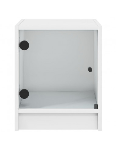 Comodini con Ante in Vetro 2pz Bianco 35x37x42 cm