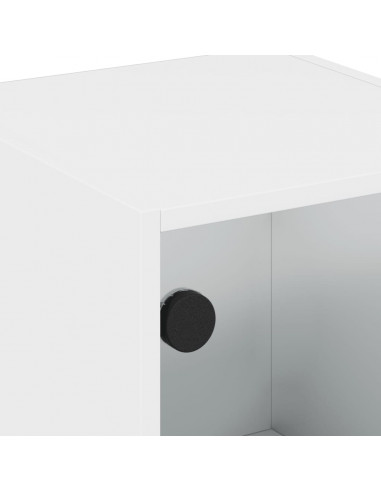 Comodini con Ante in Vetro 2pz Bianco 35x37x42 cm