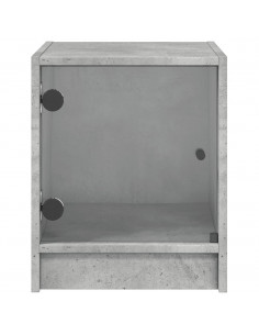 Comodini con Ante in Vetro 2pz Grigio Cemento 35x37x42 cm 2