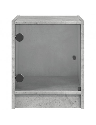 Comodini con Ante in Vetro 2pz Grigio Cemento 35x37x42 cm