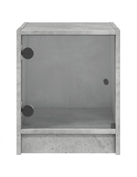 Comodini con Ante in Vetro 2pz Grigio Cemento 35x37x42 cm