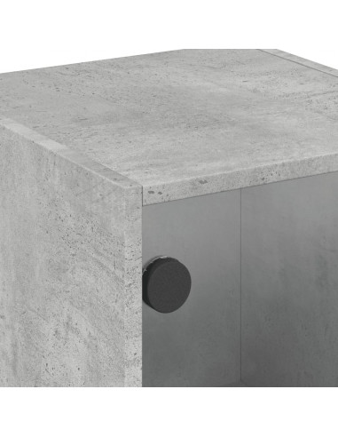 Comodini con Ante in Vetro 2pz Grigio Cemento 35x37x42 cm