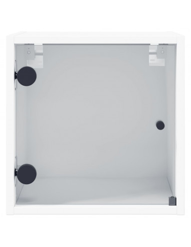 Comodini con Ante in Vetro 2pz Bianco 35x37x35 cm