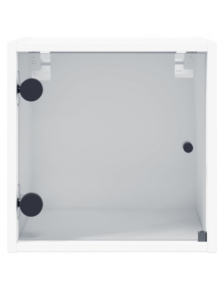 Comodini con Ante in Vetro 2pz Bianco 35x37x35 cm