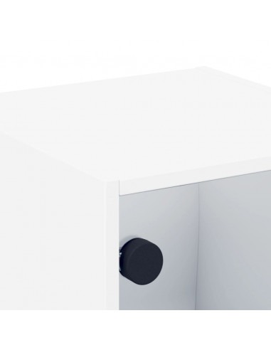 Comodini con Ante in Vetro 2pz Bianco 35x37x35 cm