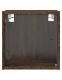 Comodini con Ante in Vetro 2pz Rovere Marrone 35x37x35 cm 2