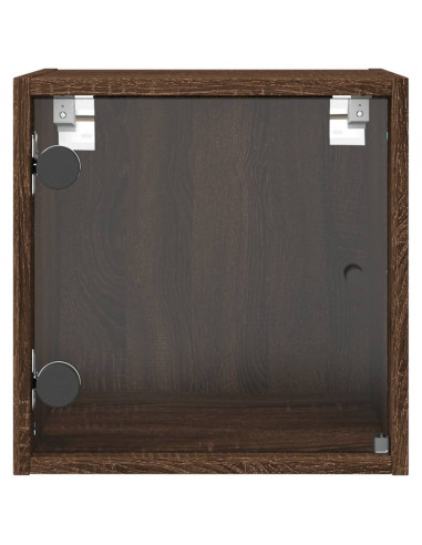 Comodini con Ante in Vetro 2pz Rovere Marrone 35x37x35 cm