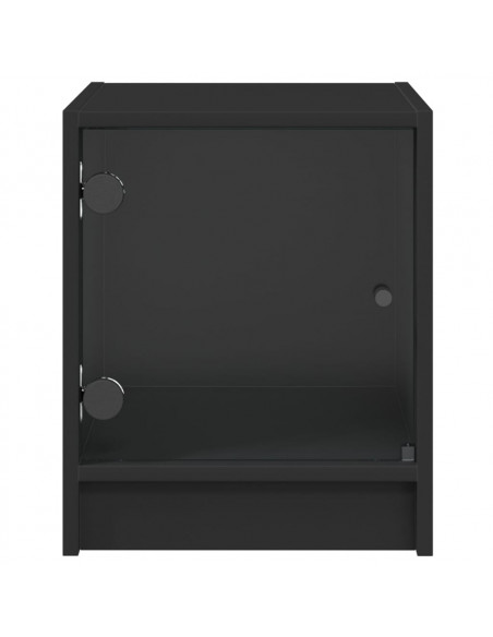 Comodini con Ante in Vetro 2pz Nero 35x37x42 cm
