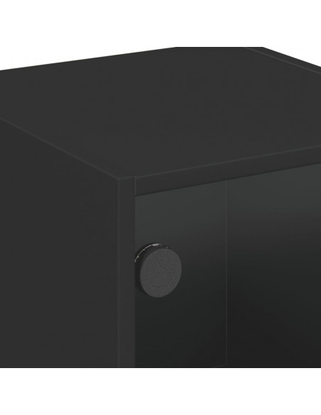 Comodini con Ante in Vetro 2pz Nero 35x37x42 cm