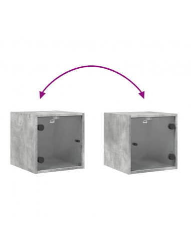 Comodino con Anta in Vetro Grigio Cemento 35x37x35 cm