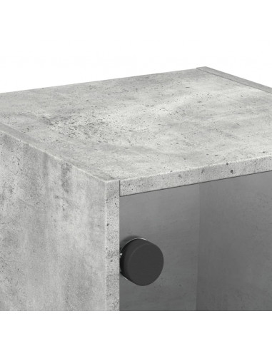 Comodino con Anta in Vetro Grigio Cemento 35x37x35 cm